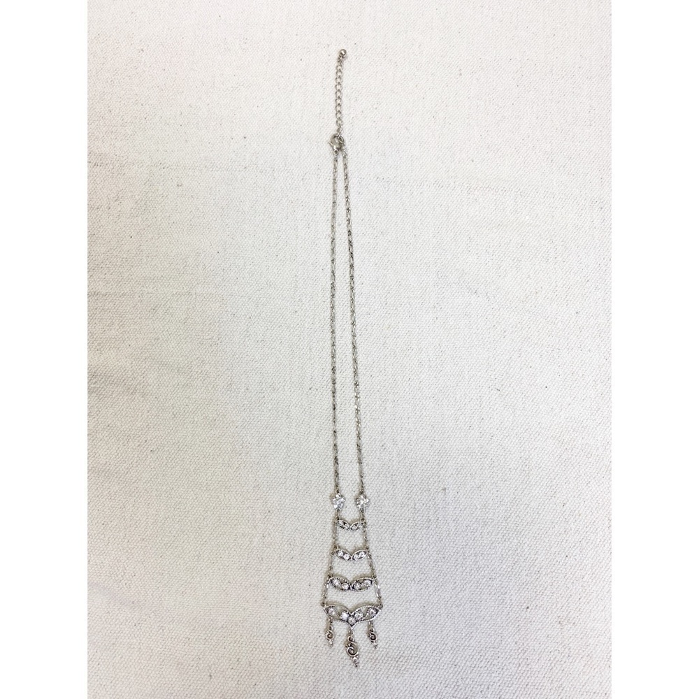 Silver Rhinestone Ladder Style Necklace - Picture 6 of 7